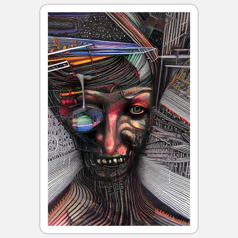 Abstrakte Kunst - Sticker Größe S (10 x 10 cm) - Mattweiß
