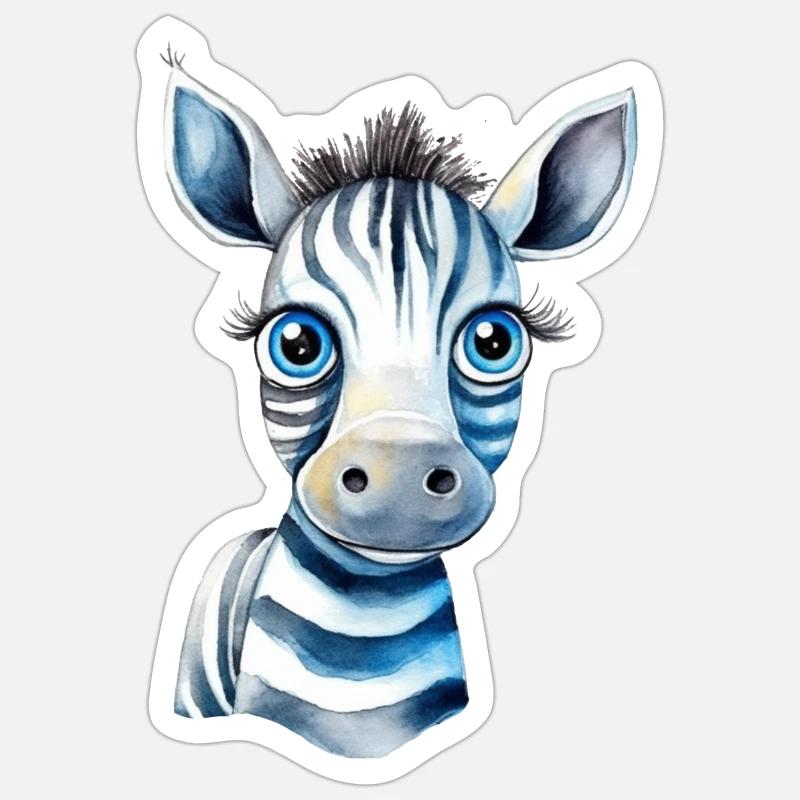 Zoo d’aquarelle Zebra - Sticker taille S (10 x 10 cm) - blanc mat