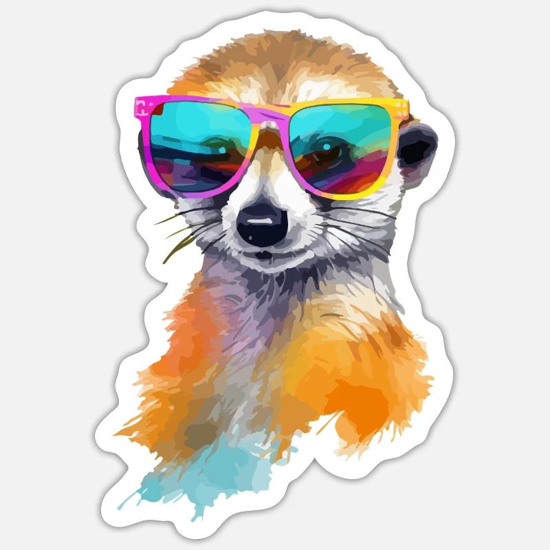 Migno, das Erdmännchen mit Brille Sticker Größe S (10 x 10 cm)