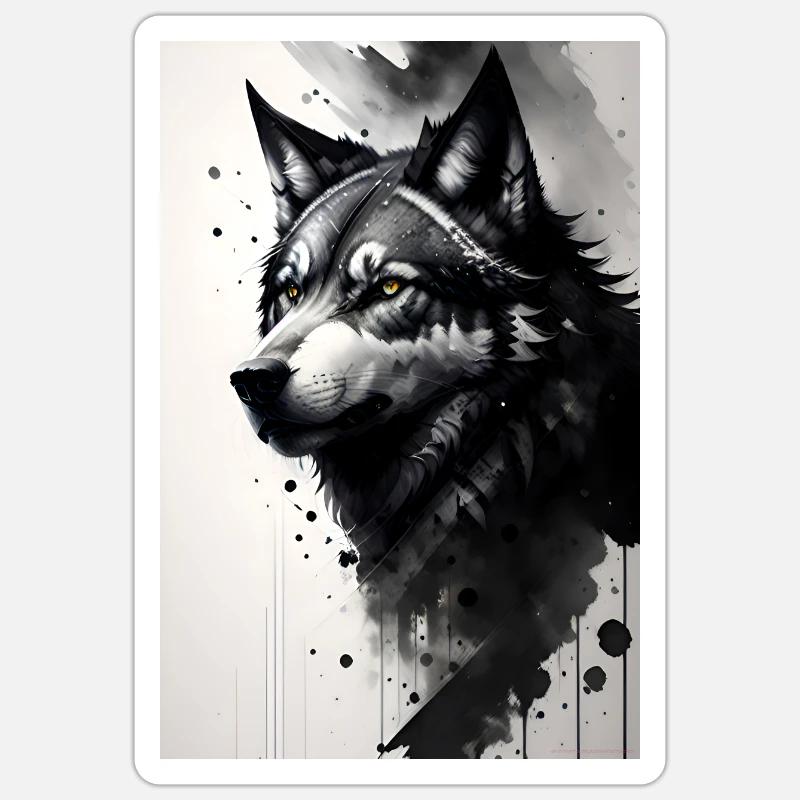 Wölfin - Sticker Größe S (10 x 10 cm) - Mattweiß