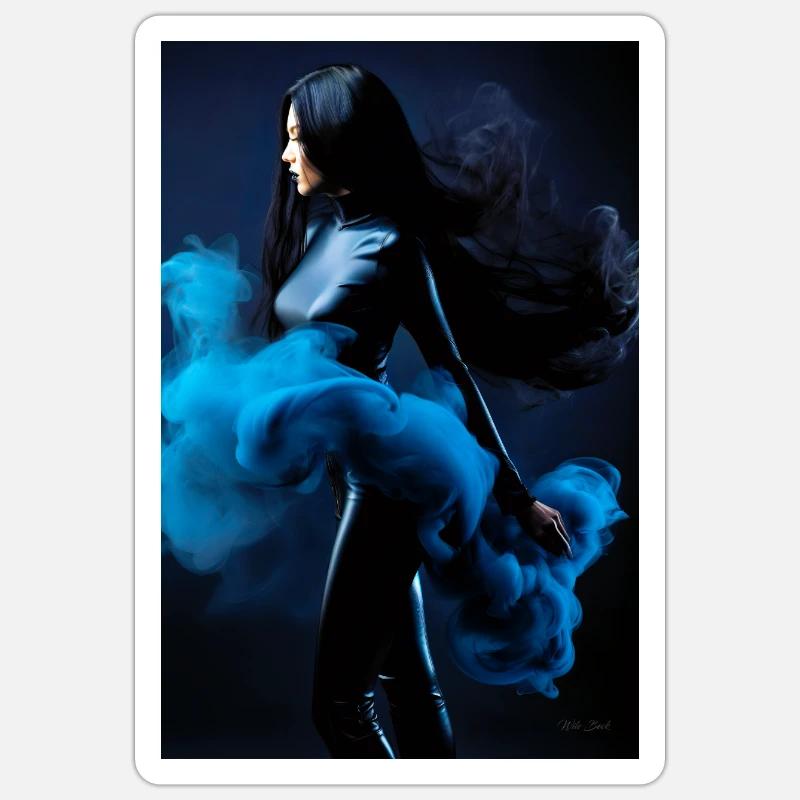 Beauté bleue 2 - Sticker taille S (10 x 10 cm) - blanc mat