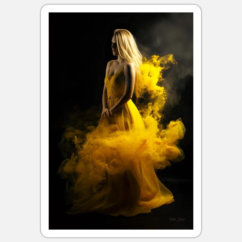 Beauté jaune 4 - Sticker taille S (10 x 10 cm) - blanc mat