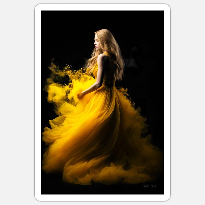 Beauté jaune 3 - Sticker taille S (10 x 10 cm) - blanc mat
