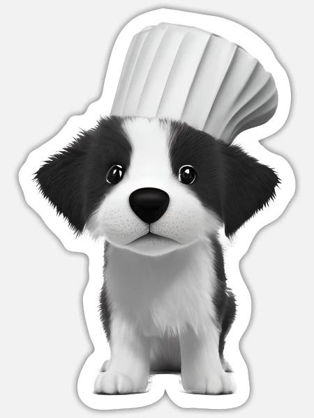 Border Collie Köche Hundeliebhaber Kochmütze Hunde - Sticker Größe S (10 x 10 cm) - Mattweiß