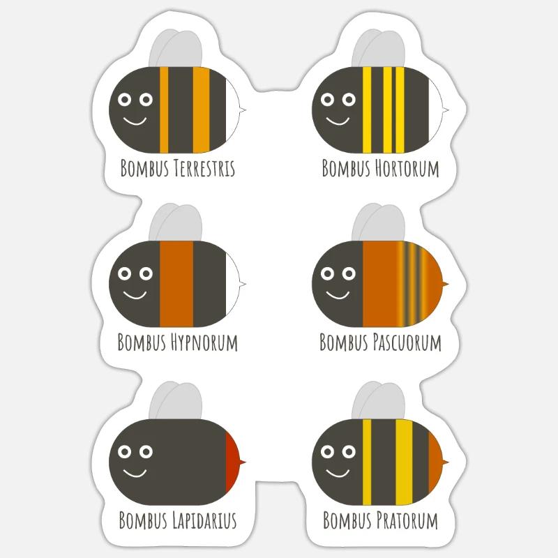 Bourdons Affiche avec différentes espèces Sticker taille S (10 x 10 cm)