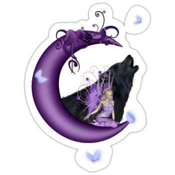 Fee auf dem Mond - Sticker Größe S (10 x 10 cm) - Mattweiß - Vorne