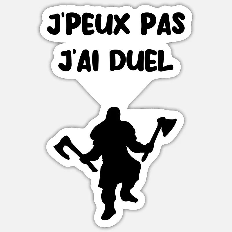 J’peux pas j’ai duel - Sticker taille S (10 x 10 cm) - blanc mat