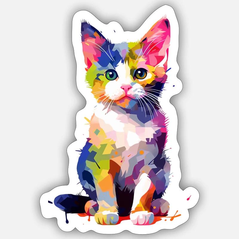 Petit chat timide Sticker taille S (10 x 10 cm)
