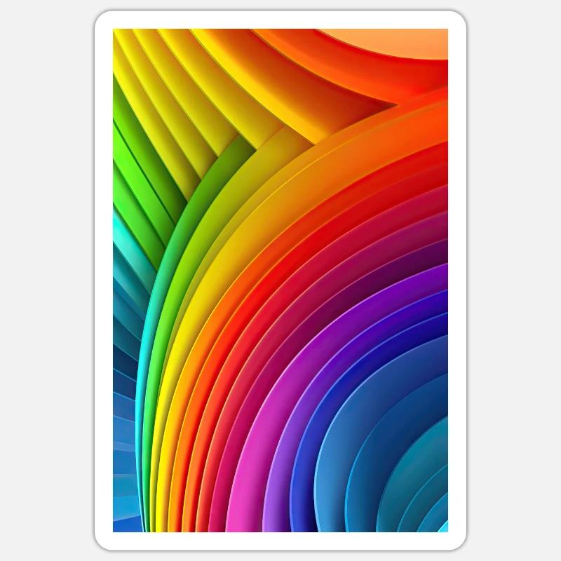 Rainbow Reverie: Impression colorée LGTBQ + Pattern Art - Sticker taille S (10 x 10 cm) - blanc mat