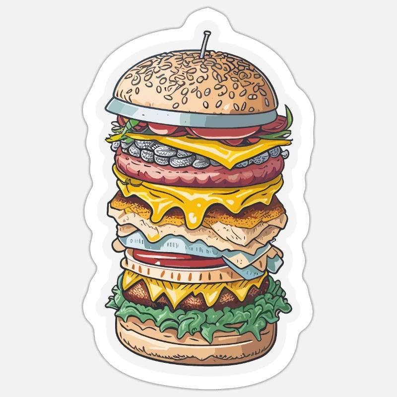 MAXI BURGER - Sticker size S (10 x 10 cm) - white matte