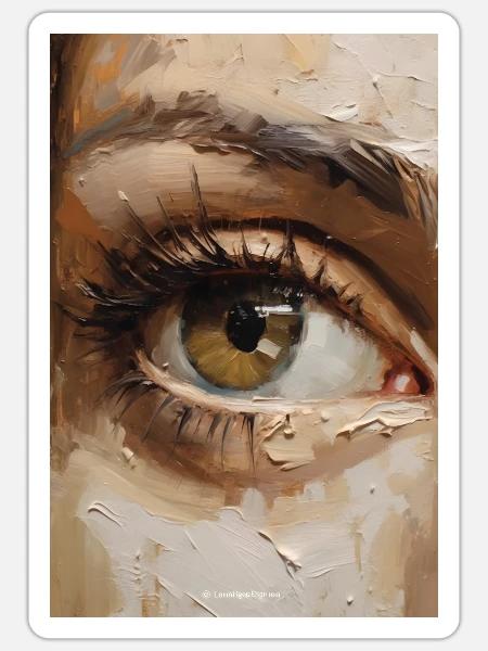 Auge Gemälde - Sticker Größe S (10 x 10 cm) - Mattweiß