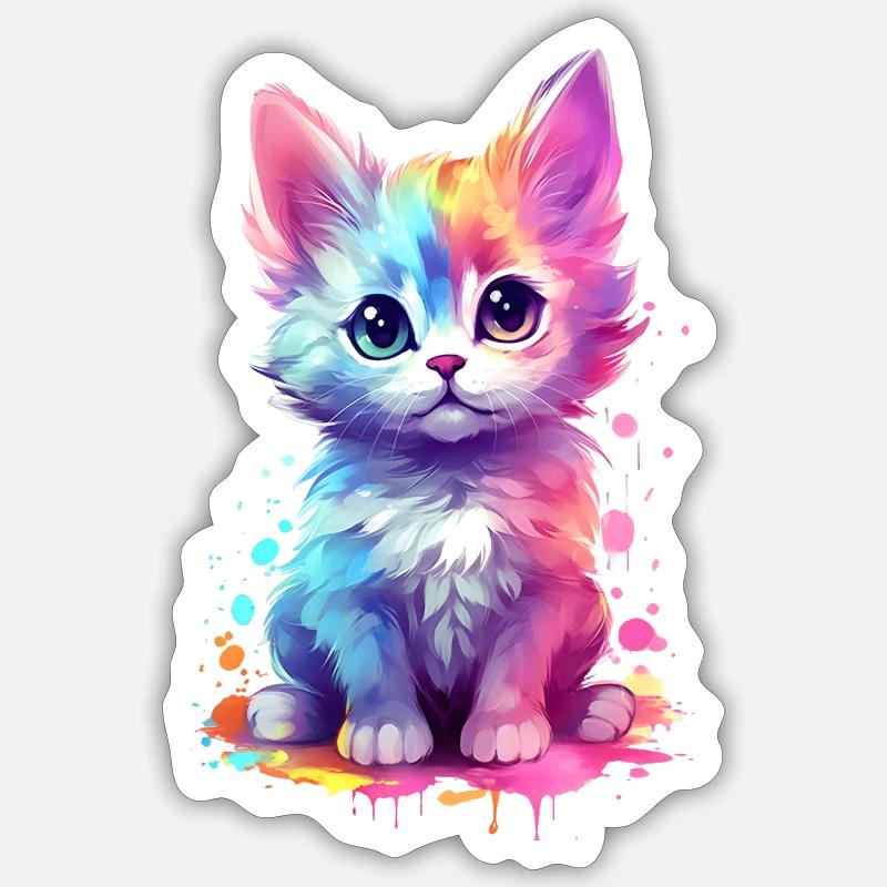 Idée d’impression unique et douce pour chat Sticker taille S (10 x 10 cm)