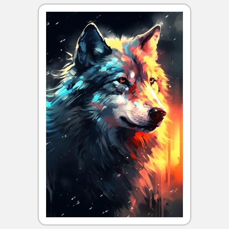 Wolf Face Fire Sticker size S (10 x 10 cm)