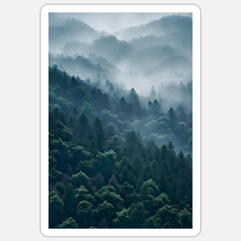 Brouillard forestier - Sticker taille S (10 x 10 cm) - blanc mat
