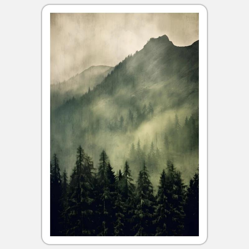 Brouillard forestier - Sticker taille S (10 x 10 cm) - blanc mat