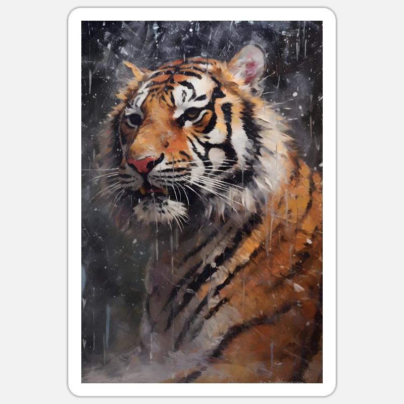 Tiger Wilderness - Sticker taille S (10 x 10 cm) - blanc mat