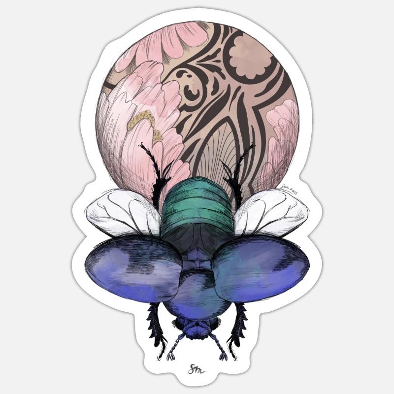 Skarabäus mit Wunderkugel - Sticker Größe S (10 x 10 cm) - Mattweiß