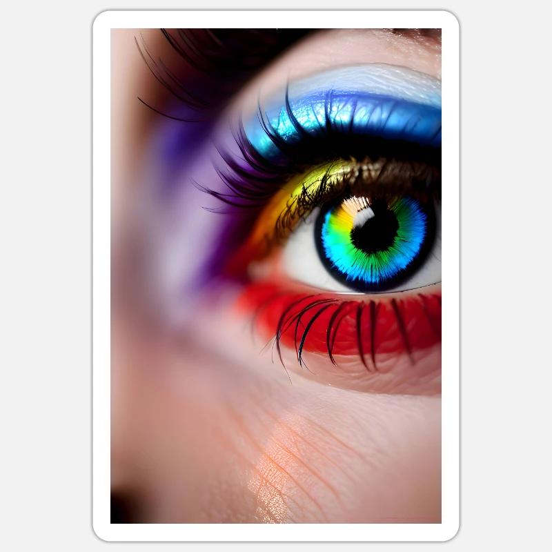 Œil arc-en-ciel - Sticker taille S (10 x 10 cm) - blanc mat