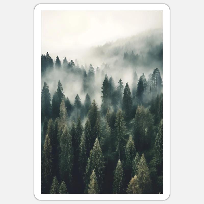 Brouillard forestier Sticker taille S (10 x 10 cm)