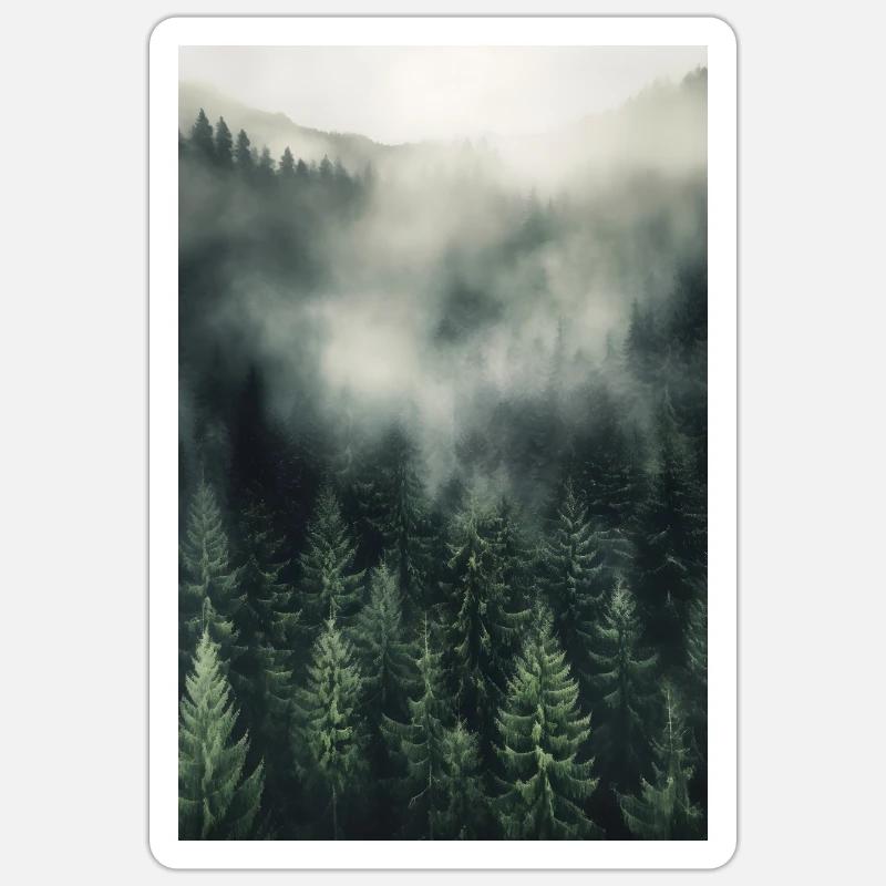 Brouillard forestier - Sticker taille S (10 x 10 cm) - blanc mat
