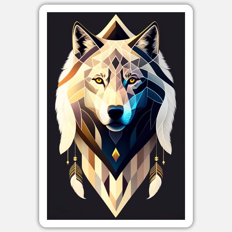 a geometric minimalist wolf forming a strings Sticker Größe S (10 x 10 cm)