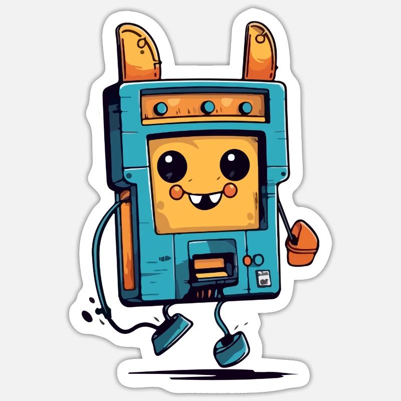 Jim der Walkman - Sticker Größe S (10 x 10 cm) - Mattweiß