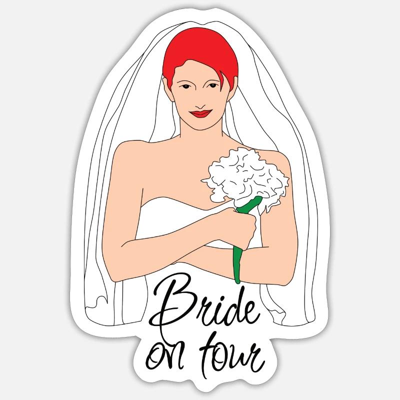 Bride On Tour Rouge 2 - Sticker taille S (10 x 10 cm) - blanc mat