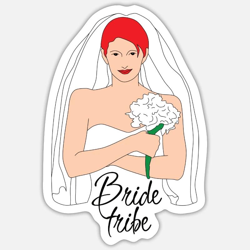 bride tribe rot 2 - Sticker Größe S (10 x 10 cm) - Mattweiß