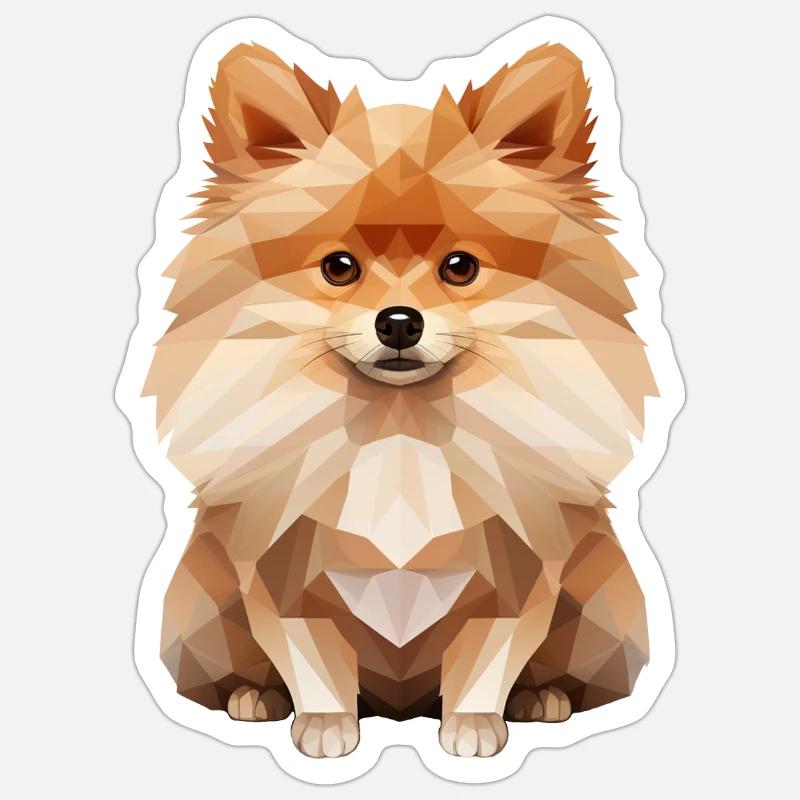 Miniature Spitz Geometric Drawing - Sticker size S (10 x 10 cm) - white matte