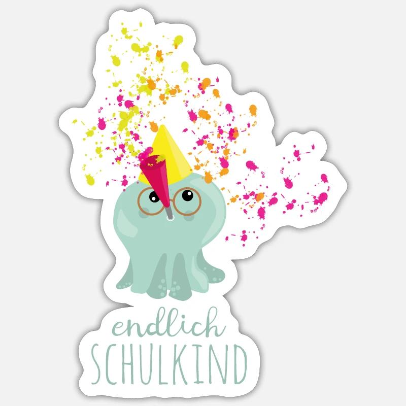 endlich Schulkind - Sticker Größe S (10 x 10 cm) - Mattweiß