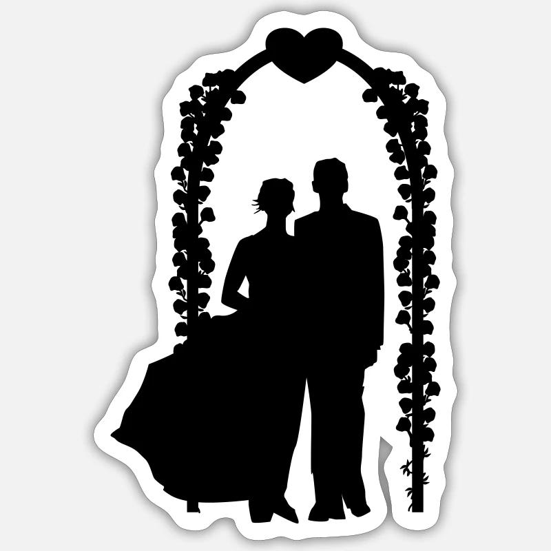 Couple de mariage - Sticker taille S (10 x 10 cm) - blanc mat