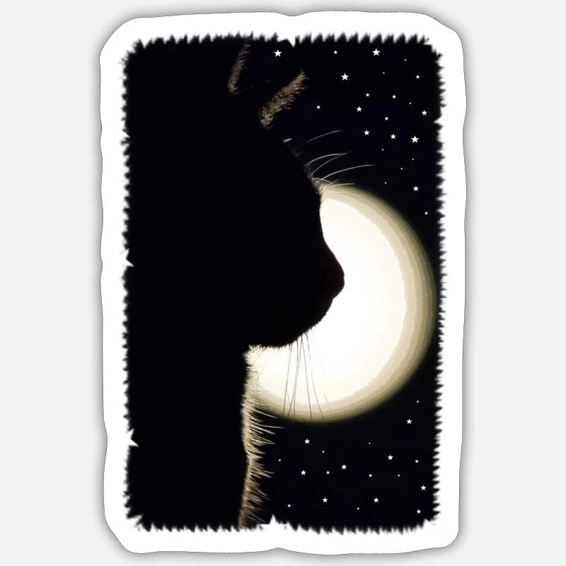 Chat de lune Sticker taille S (10 x 10 cm)