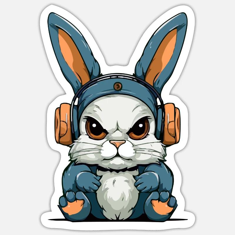 Grump the grumpy rabbit - Sticker size S (10 x 10 cm) - white matte