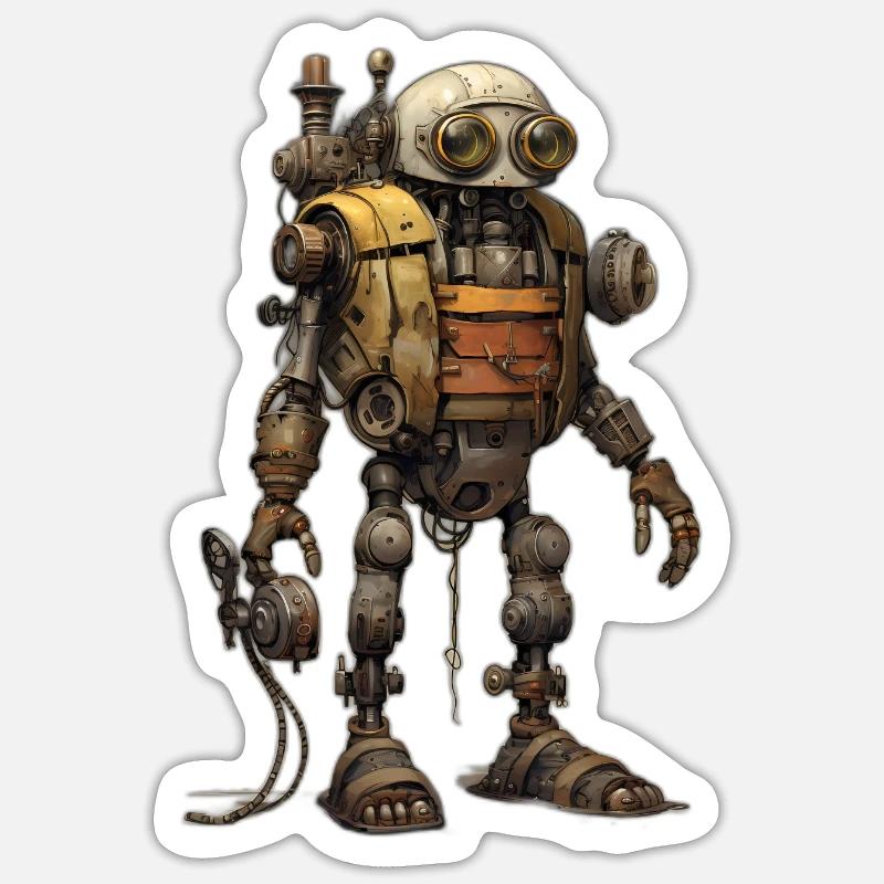Roboter - Sticker Größe S (10 x 10 cm) - Mattweiß