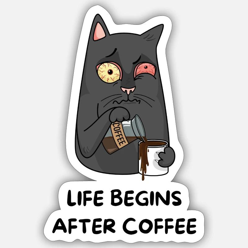 DAS LEBEN BEGINNT NACH DEM KAFFEE Sticker Größe S (10 x 10 cm)