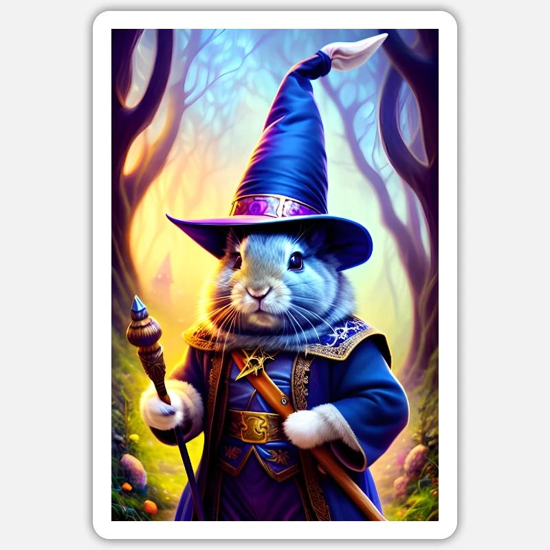 Rabbit Wizard - Sticker size S (10 x 10 cm) - white matte