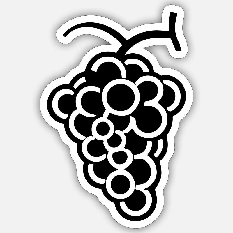 Grappe de raisin - Sticker taille S (10 x 10 cm) - blanc mat