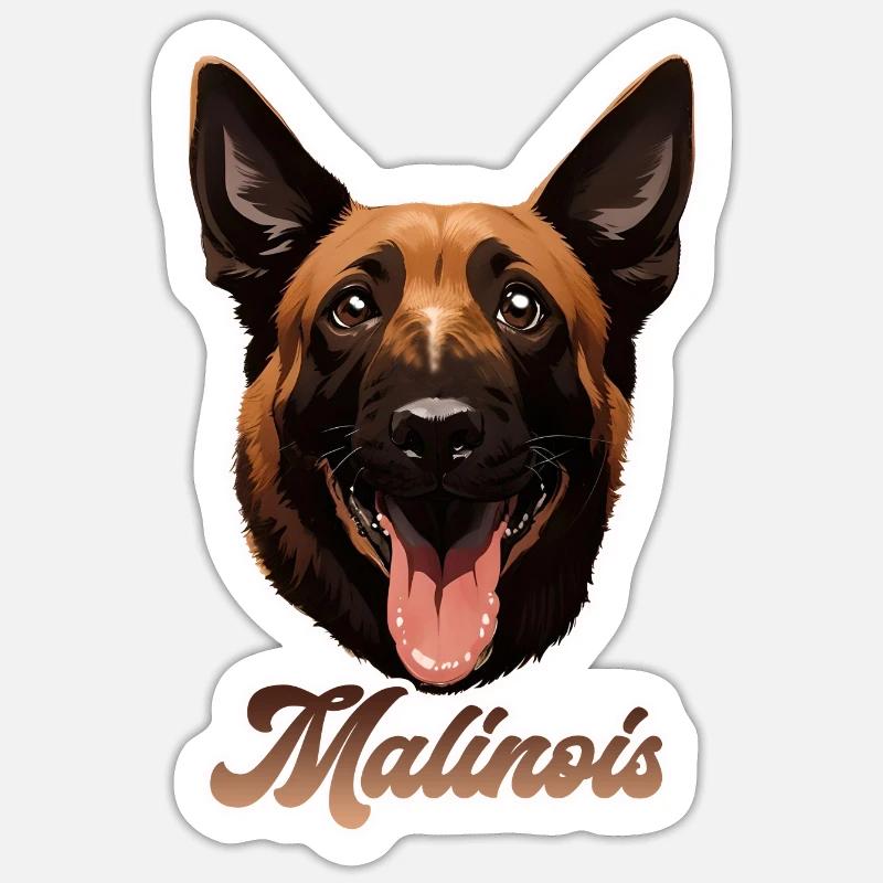 Malinois - Sticker Größe S (10 x 10 cm) - Mattweiß