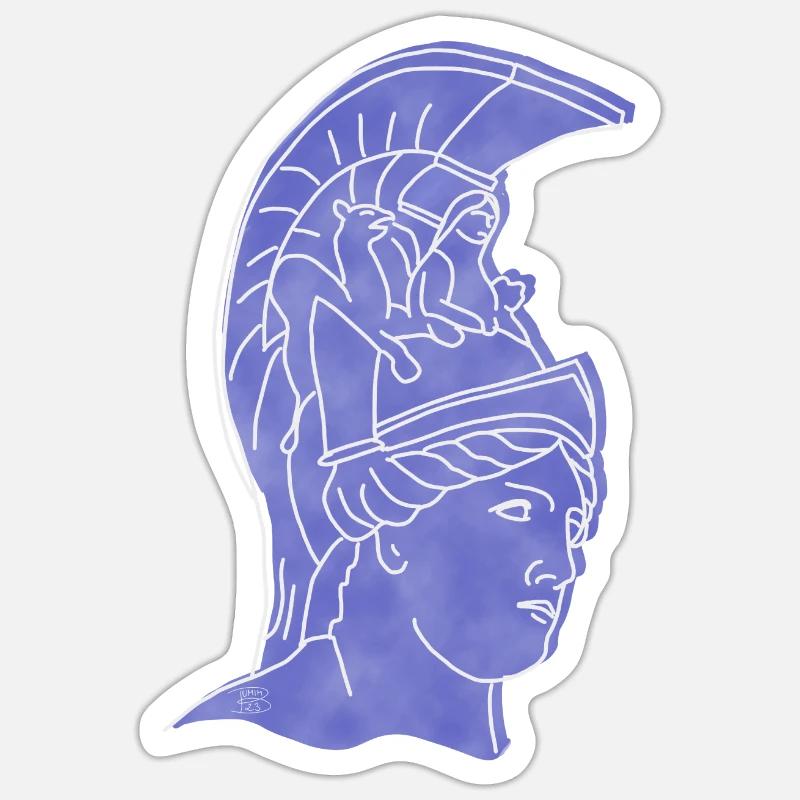 « Athena », design de ligne boho, série « Grèce » - Sticker taille S (10 x 10 cm) - blanc mat