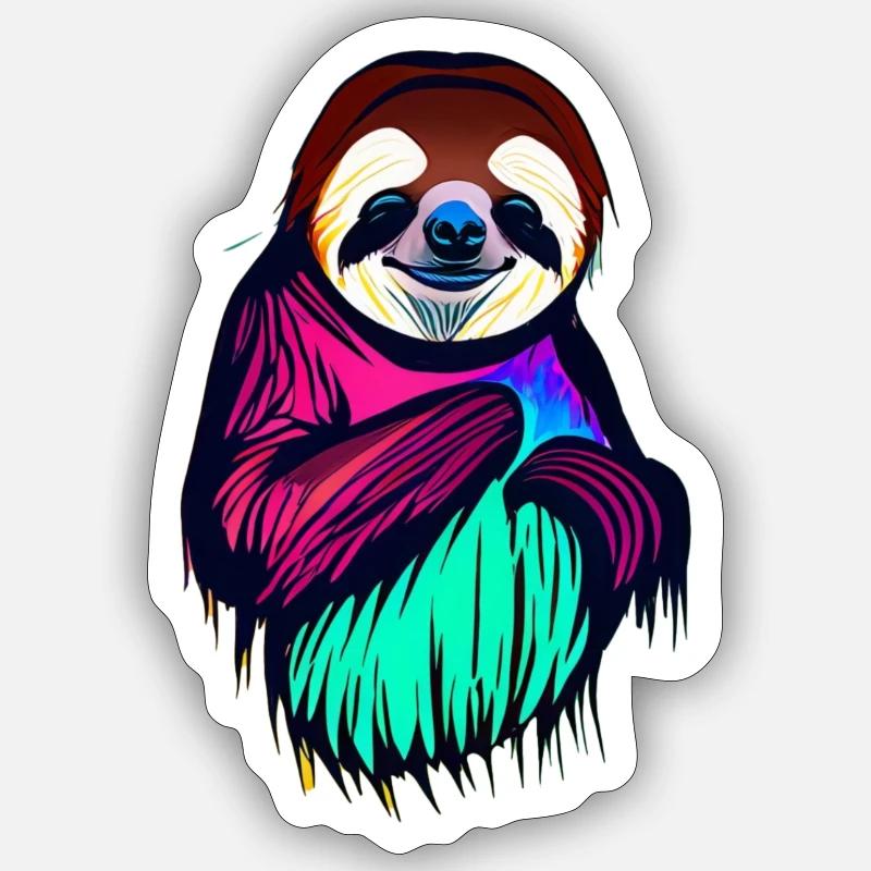Faultier - Sticker Größe S (10 x 10 cm) - Mattweiß