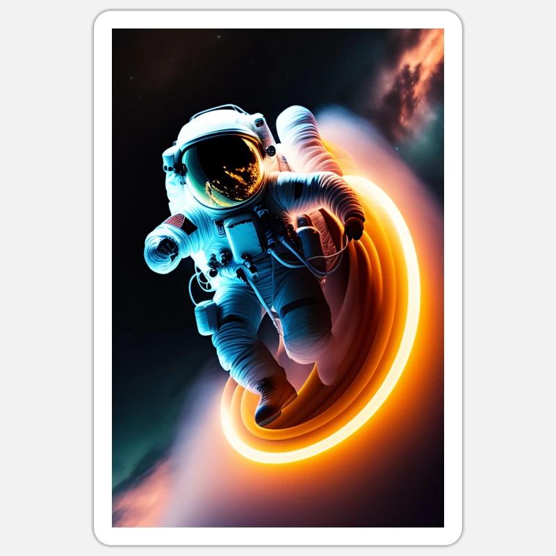 Astronaut Weltall - Sticker Größe S (10 x 10 cm) - Mattweiß