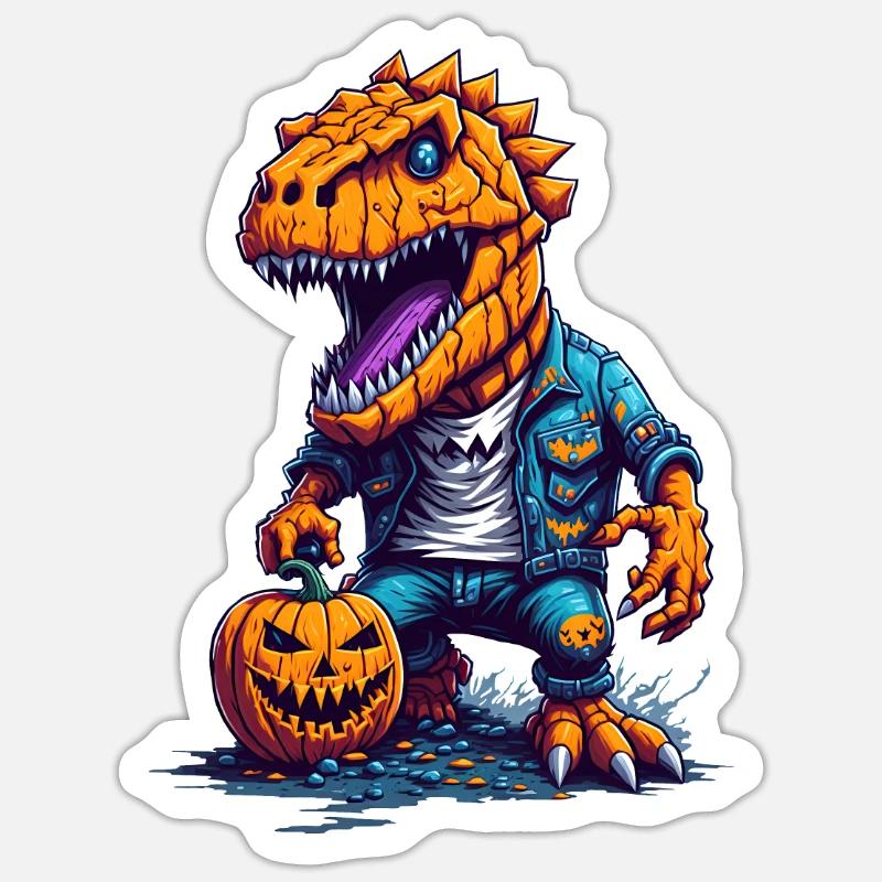 Halloween T Rex - Sticker Größe S (10 x 10 cm) - Mattweiß