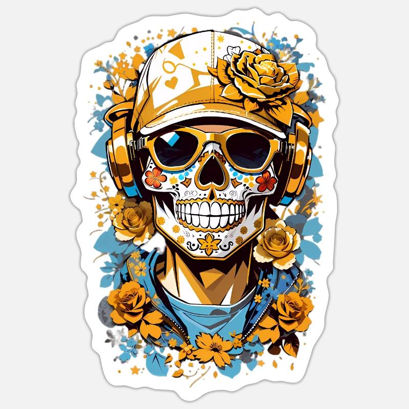 Sugar Skull - Sticker size S (10 x 10 cm) - white matte