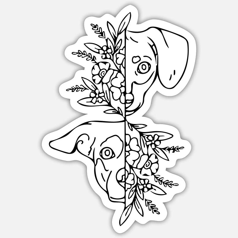 zwei Hunde - Sticker Größe S (10 x 10 cm) - Mattweiß