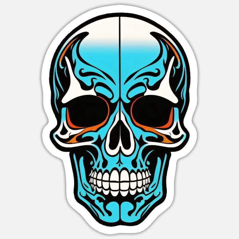 Conception bleue de tête de crâne Sticker taille S (10 x 10 cm)