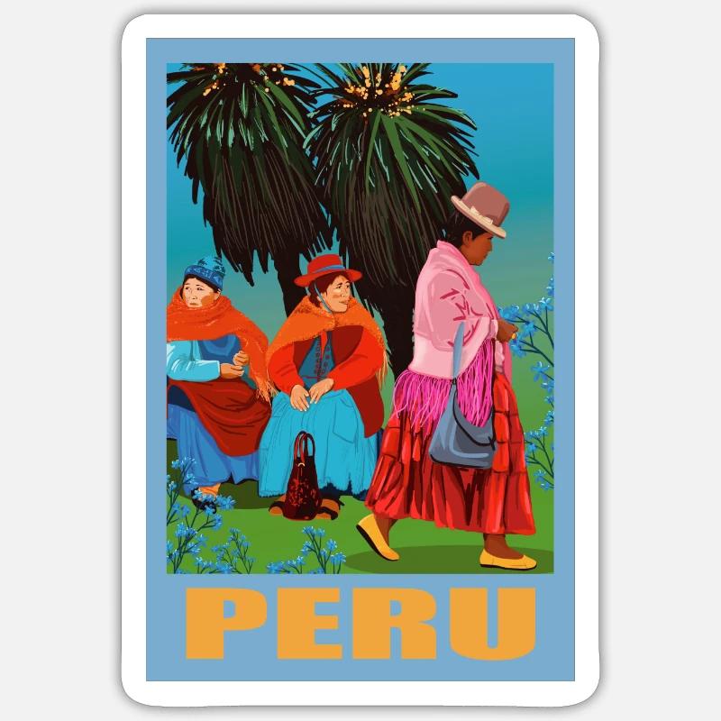 Pérou - Sticker taille S (10 x 10 cm) - blanc mat