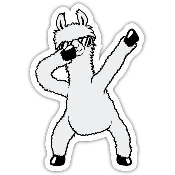 Drôle de Dabbing Dab Dance Llama Cool Lunettes de soleil - Sticker taille S (10 x 10 cm) - blanc mat - Devant