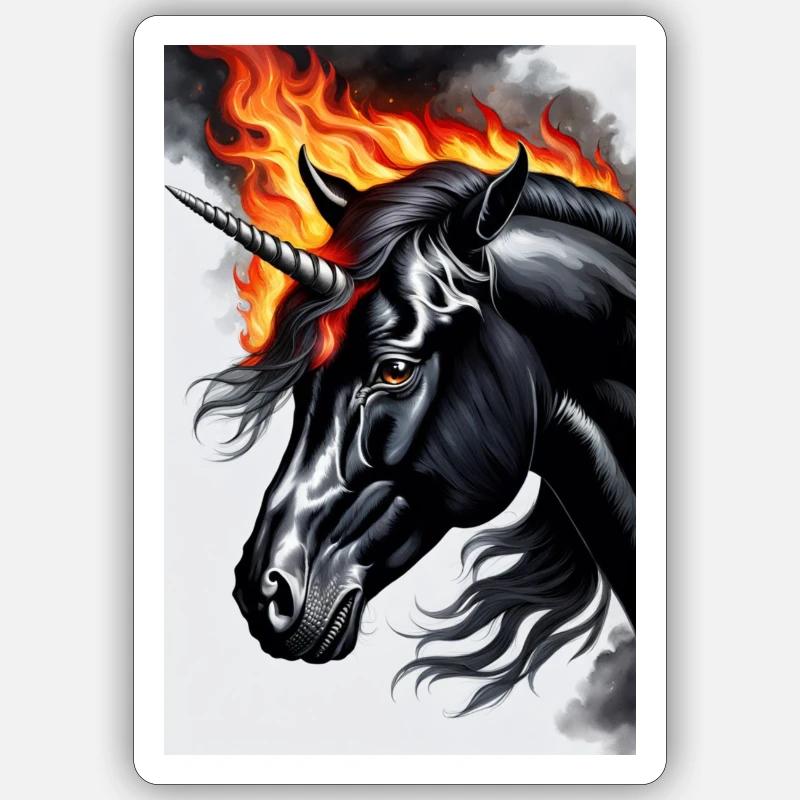 Schwarzes Einhorn Sticker Größe S (10 x 10 cm)