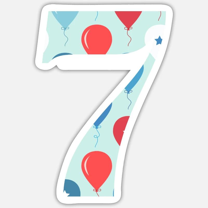 7e anniversaire ballon - Sticker taille S (10 x 10 cm) - blanc mat