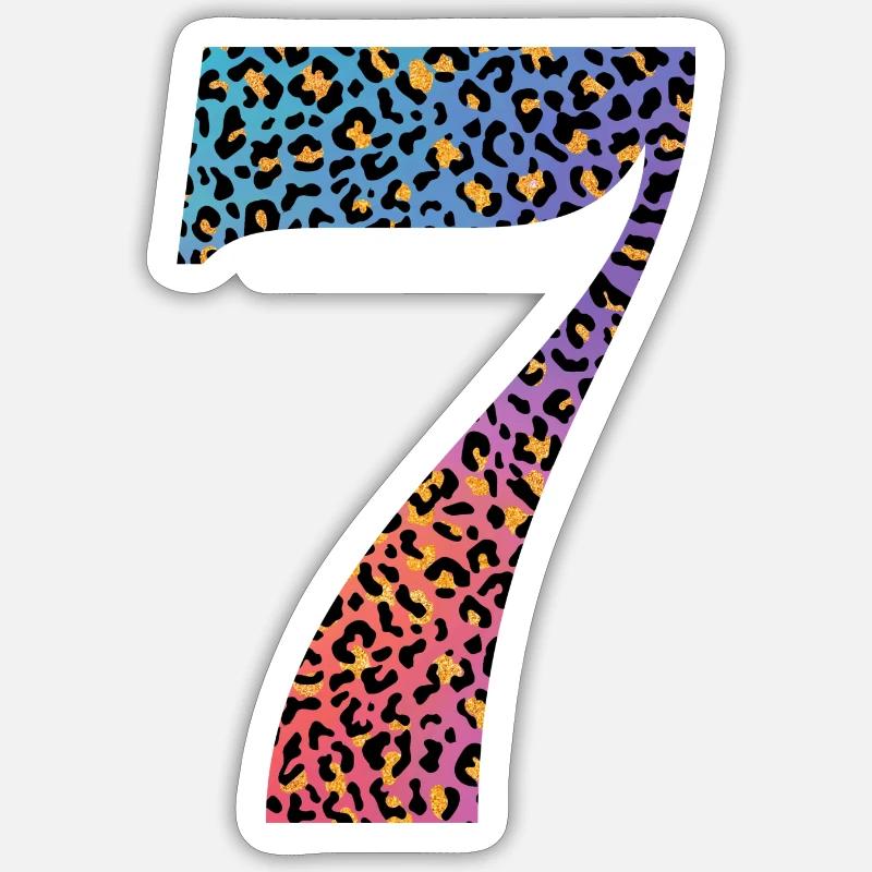 7. Geburtstag Leopard - Sticker Größe S (10 x 10 cm) - Mattweiß